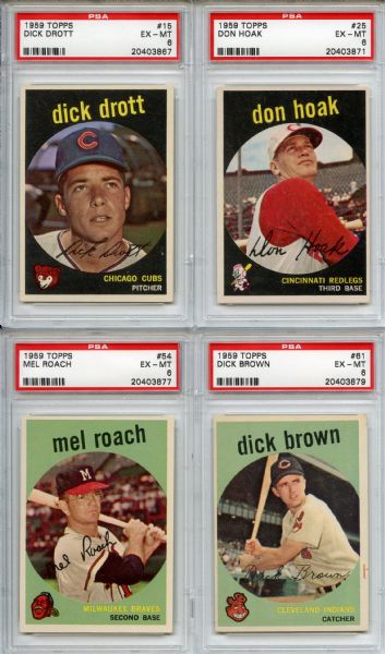 (20) 1959 Topps Baseball Lot All Graded PSA 6