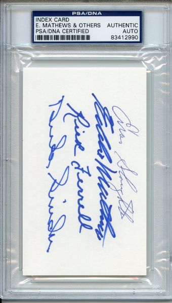 Mathews Slaughter Ferrell Snider Multi Signed 3 x 5 Index Card PSA/DNA