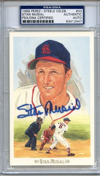 Stan Musial Signed Perez Steele Celebration Postcard PSA/DNA