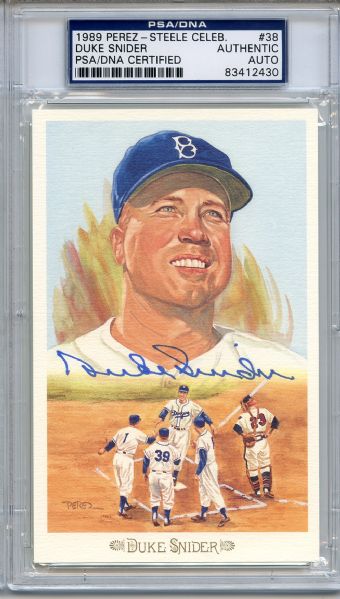 Duke Snider Signed Perez Steele Celebration Postcard PSA/DNA