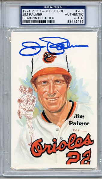 Jim Palmer Signed Perez Steele HOF Postcard PSA/DNA