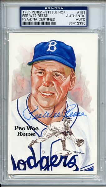 Pee Wee Reese Signed Perez Steele HOF Postcard PSA/DNA