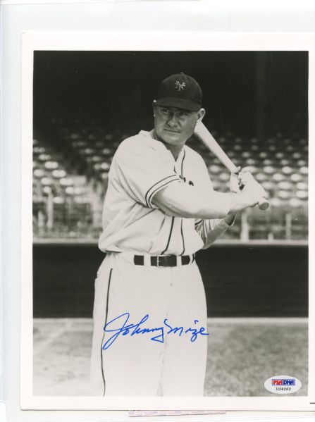 Johnny Mize Signed 8 x 10 Photograph PSA/DNA