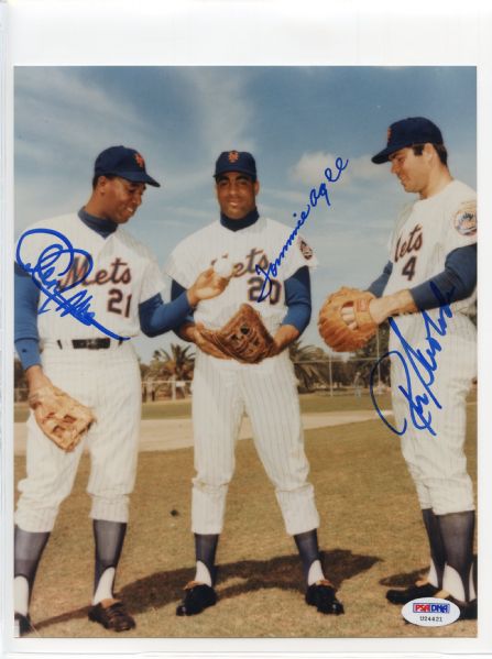 Cleon Jones Tommie Agee Ron Swoboda Multi Signed 8 x 10 Photograph PSA/DNA