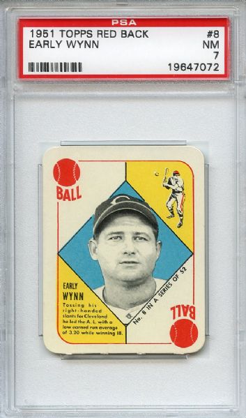 1951 Topps Red Back 8 Early Wynn PSA NM 7