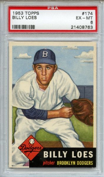1953 Topps 174 Billy Loes PSA EX-MT 6