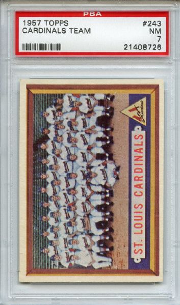 1957 Topps 243 St. Louis Cardinals Team PSA NM 7