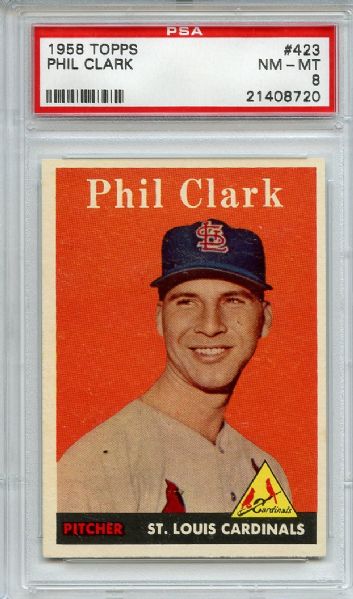 1958 Topps 423 Phil Clark PSA NM-MT 8