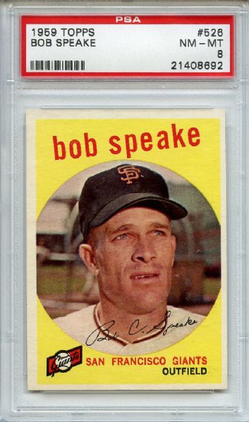 1959 Topps 526 Bob Speake PSA NM-MT 8