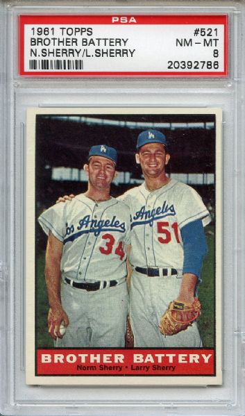 1961 Topps 521 Brother Battery Sherry PSA NM-MT 8