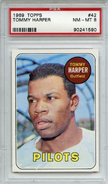 1969 Topps 42 Tommy Harper PSA NM-MT 8