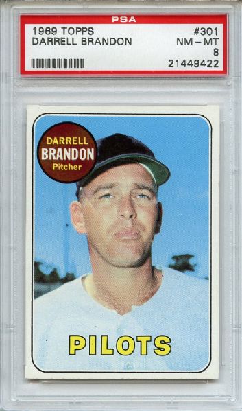 1969 Topps 301 Darrell Brandon PSA NM-MT 8