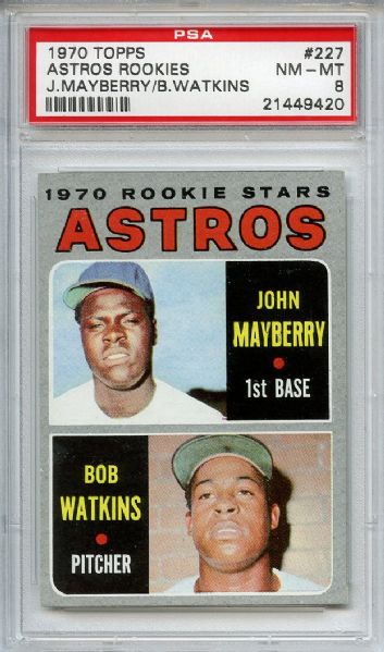 1970 Topps 227 Houston Astros Rookies John Mayberry PSA NM-MT 8