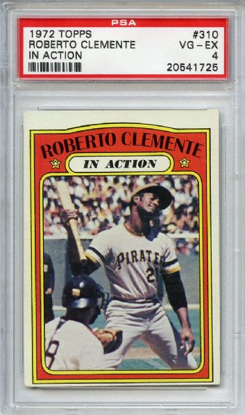 1972 Topps 310 Roberto Clemente In Action PSA VG-EX 4
