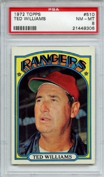 1972 Topps 510 Ted Williams PSA NM-MT 8