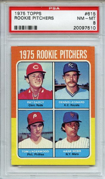 1975 Topps 615 Rookie Pitchers PSA NM-MT 8