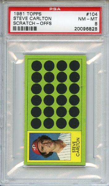 1981 Topps Scratch-Offs 104 Steve Carlton PSA NM-MT 8