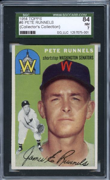 1954 Topps 6 Pete Runnels SGC NM 84 / 7