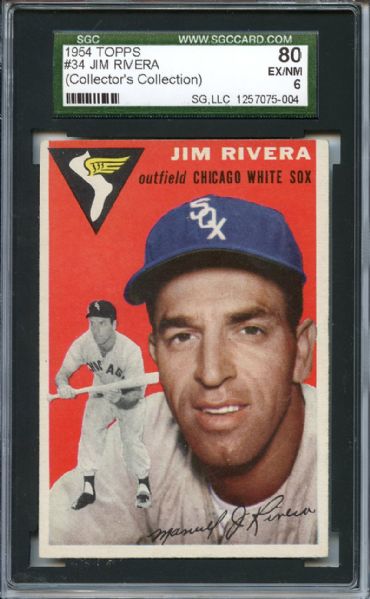 1954 Topps 34 Jim Rivera SGC EX/MT 80 / 6