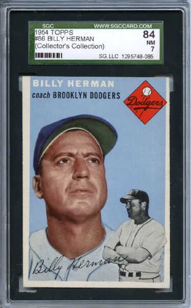1954 Topps 86 Billy Herman SGC NM 84 / 7