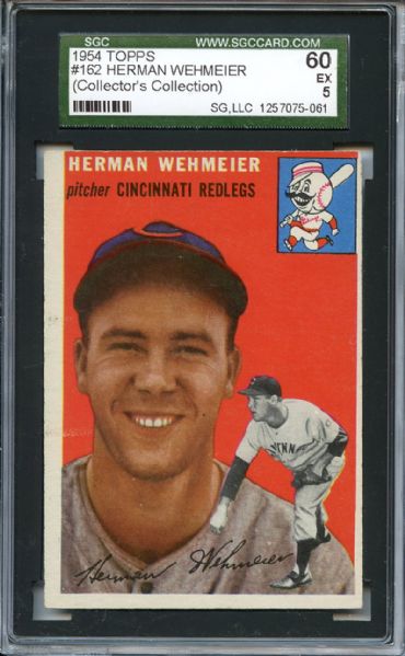 1954 Topps 162 Herman Wehmeier SGC EX 60 / 5