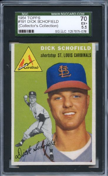 1954 Topps 191 Dick Schofield SGC EX+ 70 / 5.5