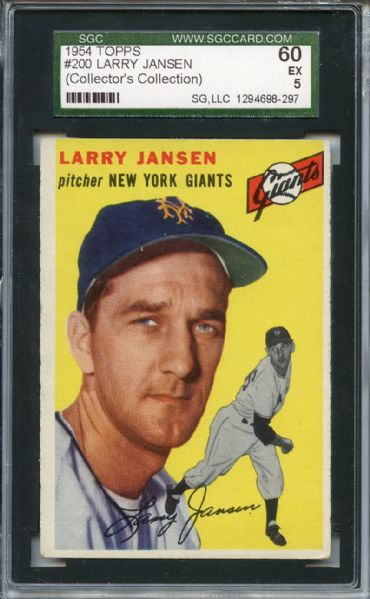 1954 Topps 200 Larry Jansen SGC EX 60 / 5