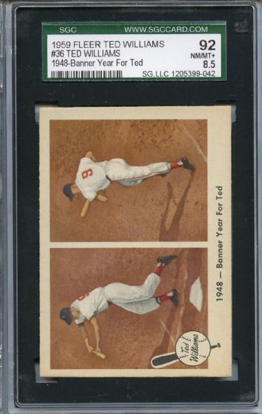 1959 Fleer Ted Williams 36 Banner Year for Ted SGC NM/MT+ 92 / 8.5