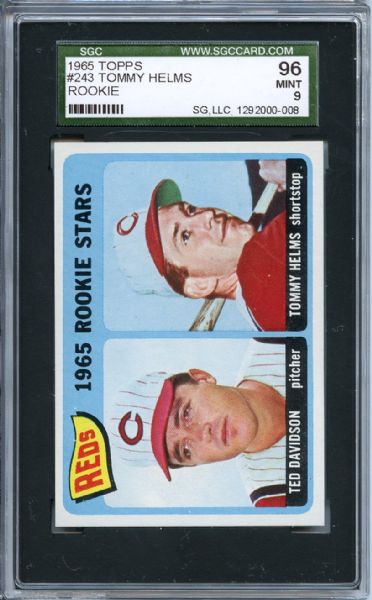 1965 Topps 243 Tommy Helms RC SGC MINT 96 / 9