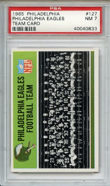 1965 Philadelphia 127 Eagles Team Card PSA NM 7
