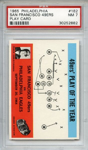 1965 Philadelphia 182 San Francisco 49ers Play Card PSA NM 7