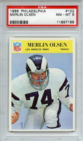 1966 Philadelphia 102 Merlin Olsen PSA NM-MT 8