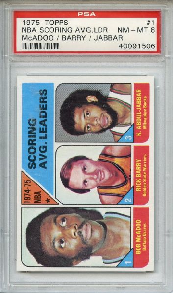 1975 Topps 1 NBA Scoring Avg Ldr Barry Abdul-Jabbar PSA NM-MT 8