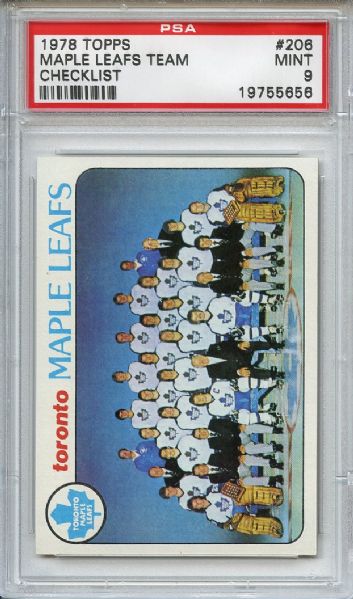 1978 Topps 206 Toronto Maple Leafs Team PSA MINT 9