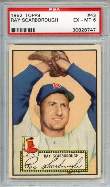 1952 Topps 43 Ray Scarborough Red Back PSA EX-MT 6