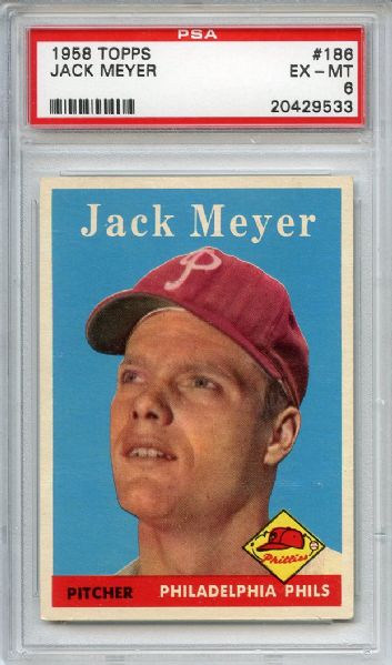 1958 Topps 186 Jack Meyer PSA EX-MT 6