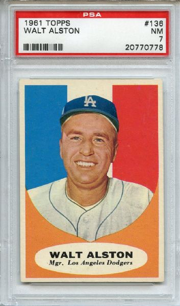 1961 Topps 136 Walt Alston PSA NM 7