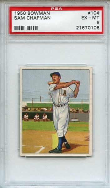 1950 Bowman 104 Sam Chapman PSA EX-MT 6