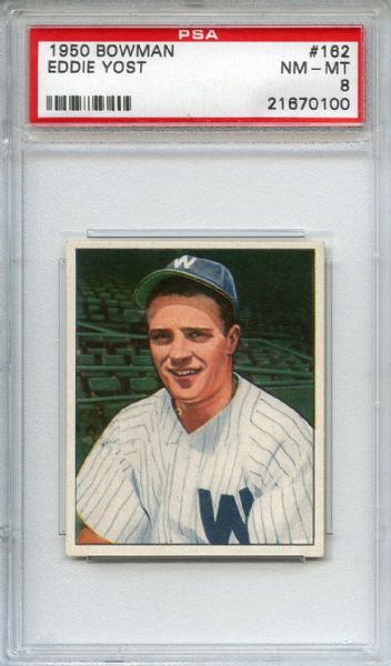 1950 Bowman 162 Eddie Yost PSA NM-MT 8