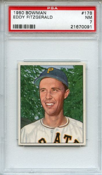 1950 Bowman 178 Eddy Fitzgerald PSA NM 7