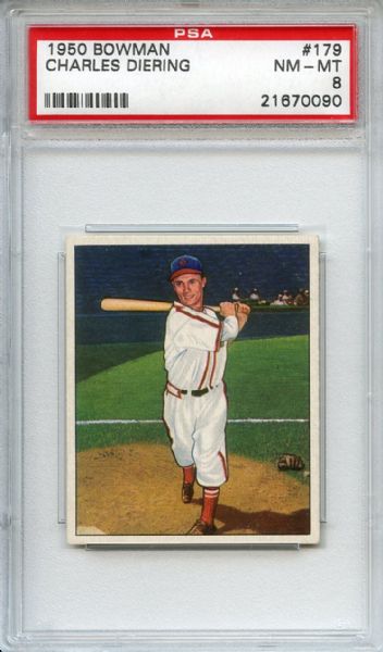 1950 Bowman 179 Charles Diering PSA NM-MT 8
