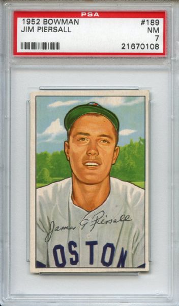 1952 Bowman 189 Jim Piersall PSA NM 7