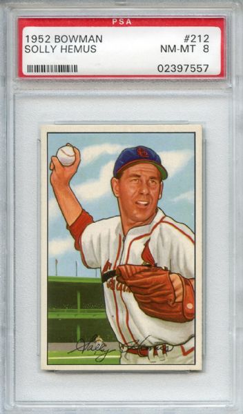 1952 Bowman 212 Solly Hemus PSA NM-MT 8