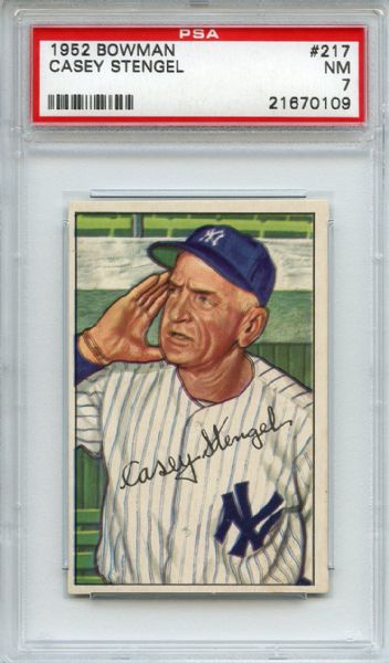 1952 Bowman 217 Casey Stengel PSA NM 7