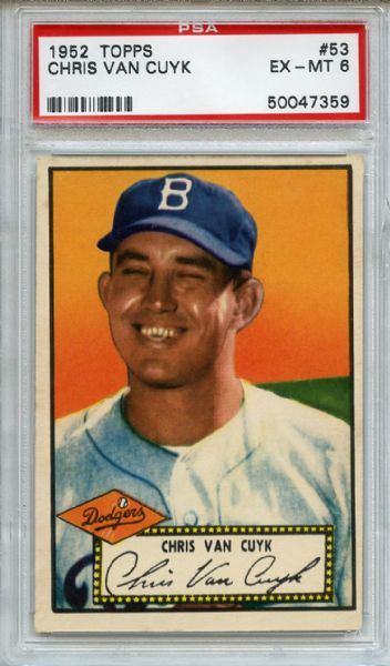 1952 Topps 53 Chris Van Cuyk Red Back PSA EX-MT 6