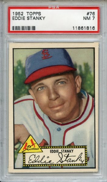 1952 Topps 76 Eddie Stanky Black Back PSA NM 7