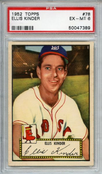 1952 Topps 78 Ellis Kinder Red Back PSA EX-MT 6