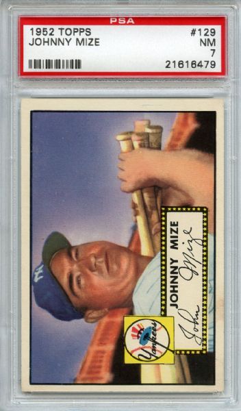 1952 Topps 129 Johnny Mize PSA NM 7