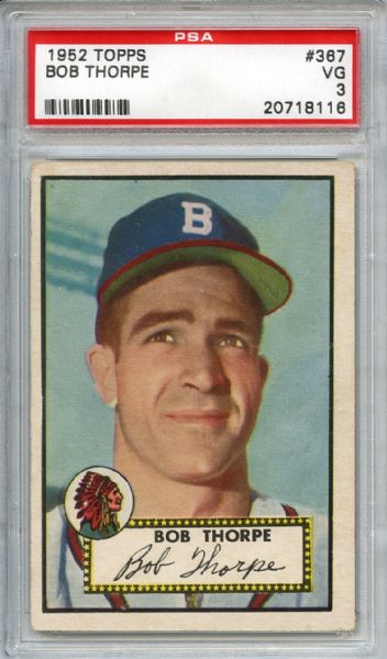1952 Topps 367 Bob Thorpe PSA VG 3