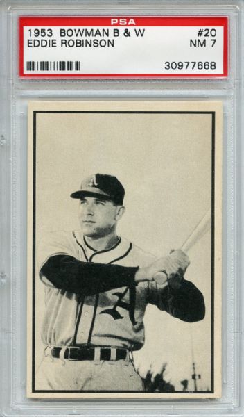 1953 Bowman Black & White 20 Eddie Robinson PSA NM 7